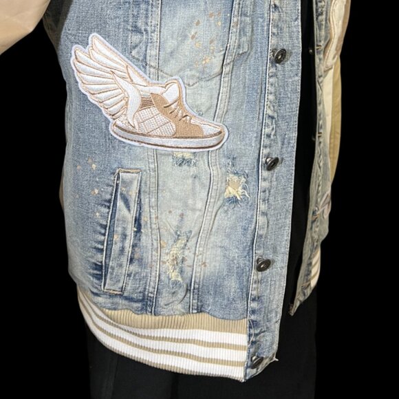 smoke rise men's jean jacket with Patches XL - Picture 7 of 16